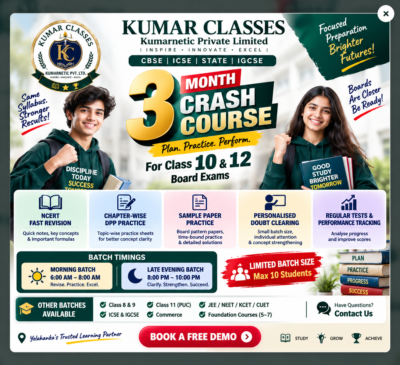 Kumar Classes 3 Month Crash Course for Class 10 and 12 Board Exams